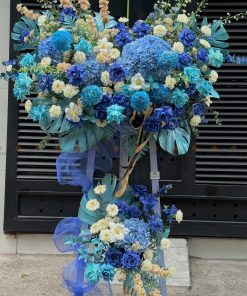 KỆ HOA KHAI TRƯƠNG TONE XANH DƯƠNG H0032