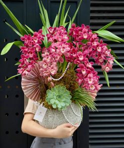 CHẬU ĐỊA LAN 5-6 CÀNH MÀU HỒNG C0001