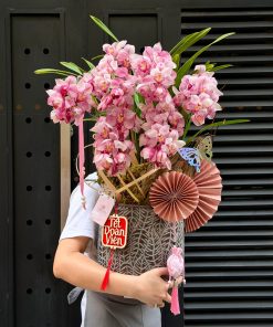 CHẬU ĐỊA LAN 5-6 CÀNH MÀU HỒNG C0011