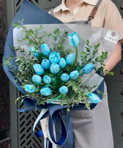 Bó hoa Tulip nhuộm xanh A0374
