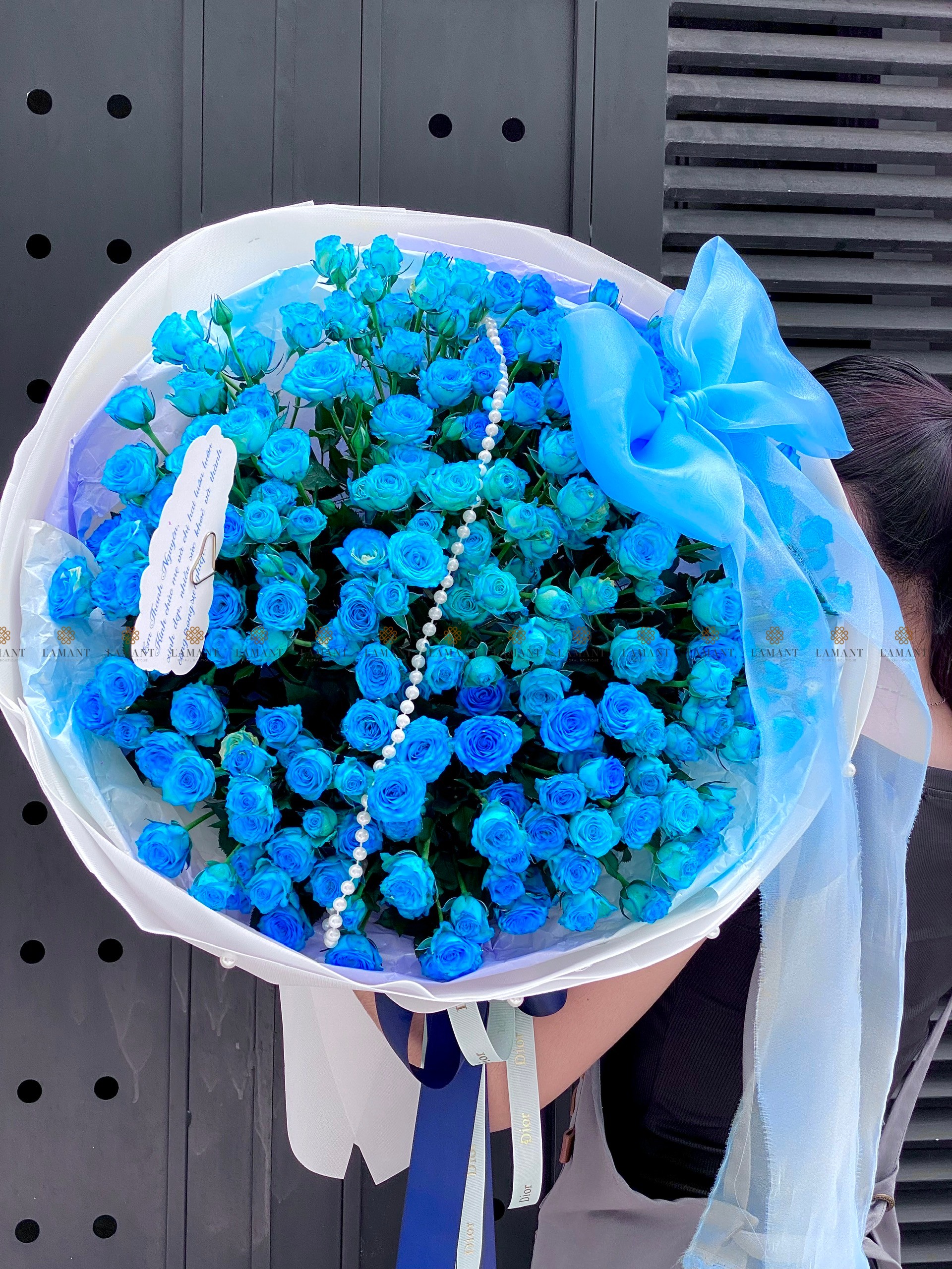 Bó hoa hồng chùm Trung Quốc nhuộm xanh dương A0381 - Hình ảnh 3