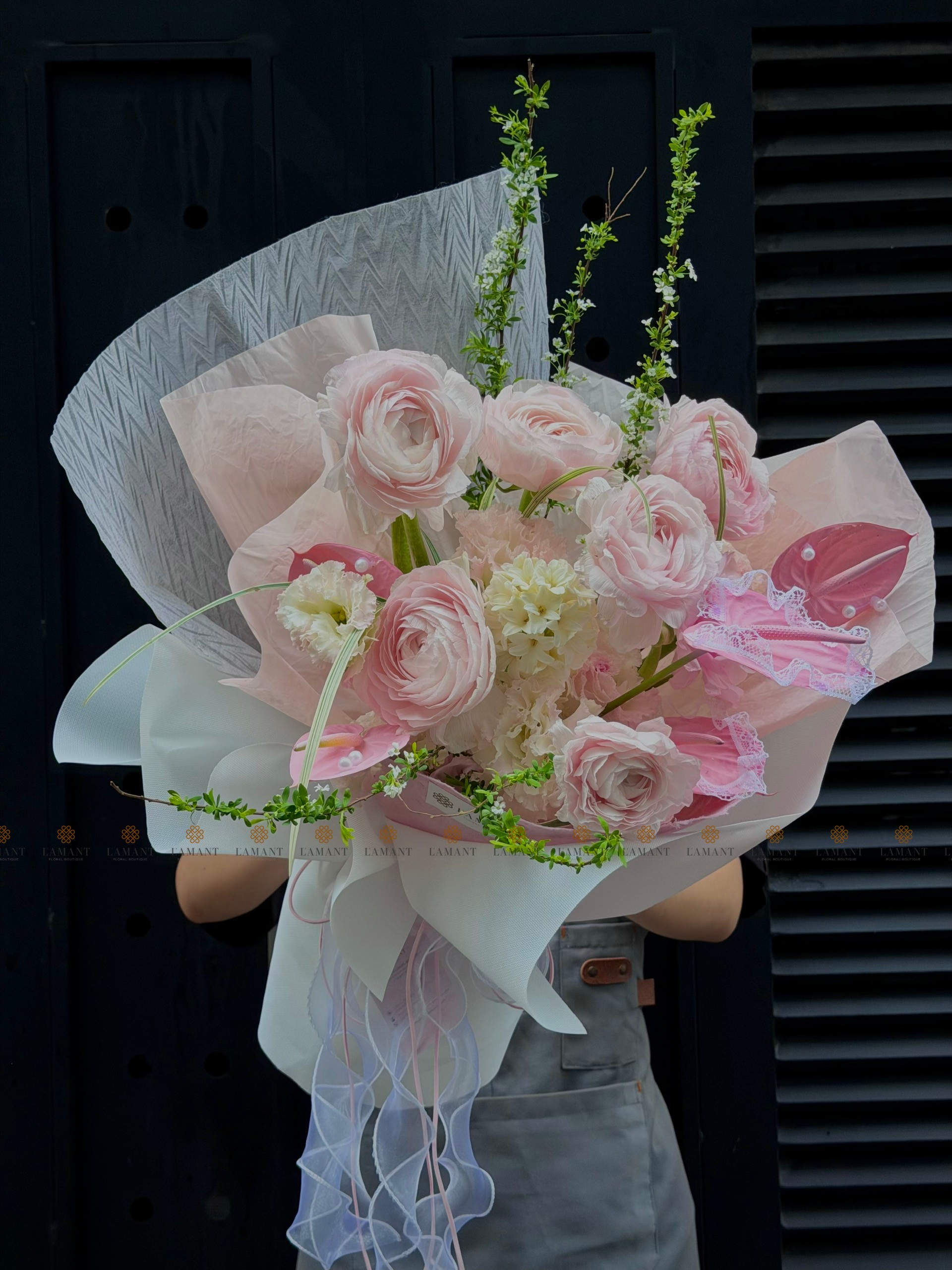 Bó hoa Mao lương mix hồng nhạt A0409 - Hình ảnh 2