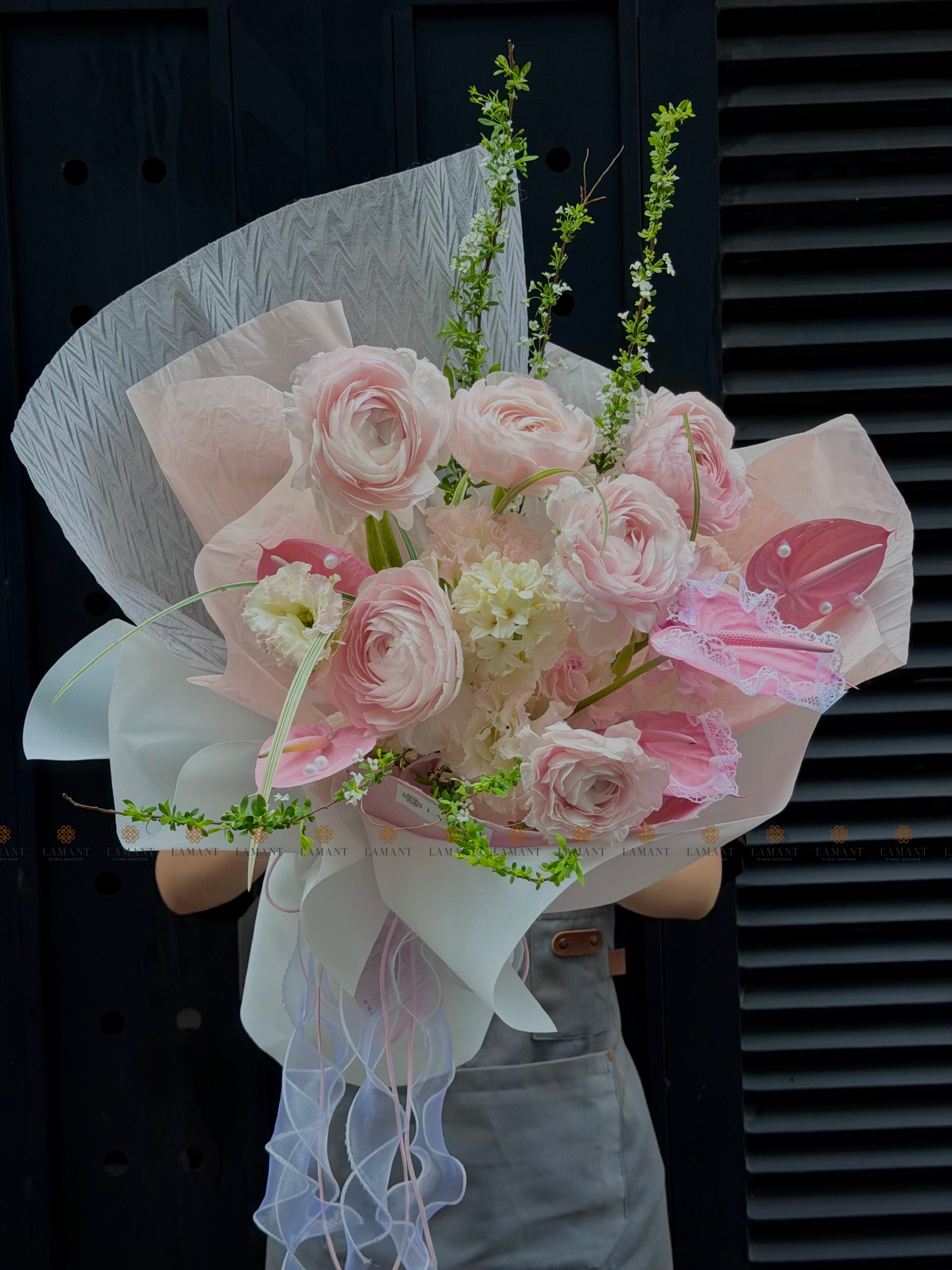 Bó hoa Mao lương mix hồng nhạt A0409 - Hình ảnh 11