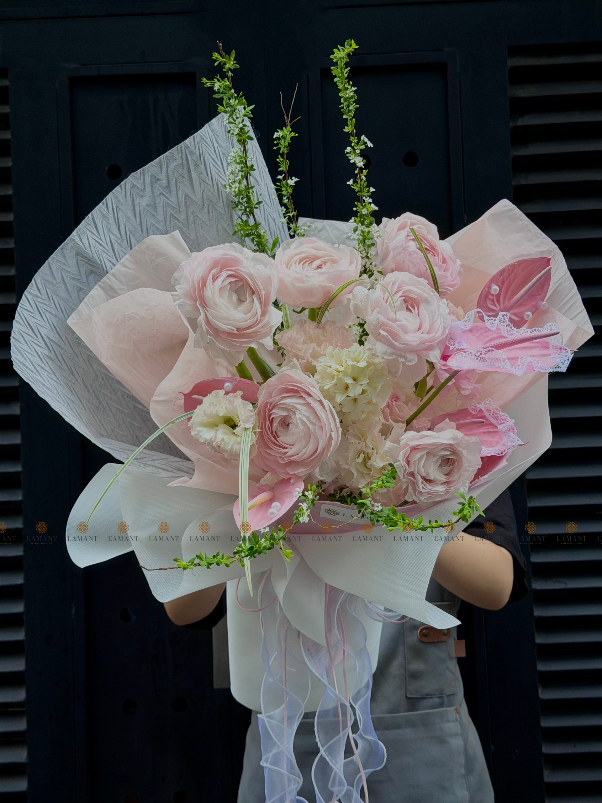 Bó hoa Mao lương mix hồng nhạt A0409 - Hình ảnh 10