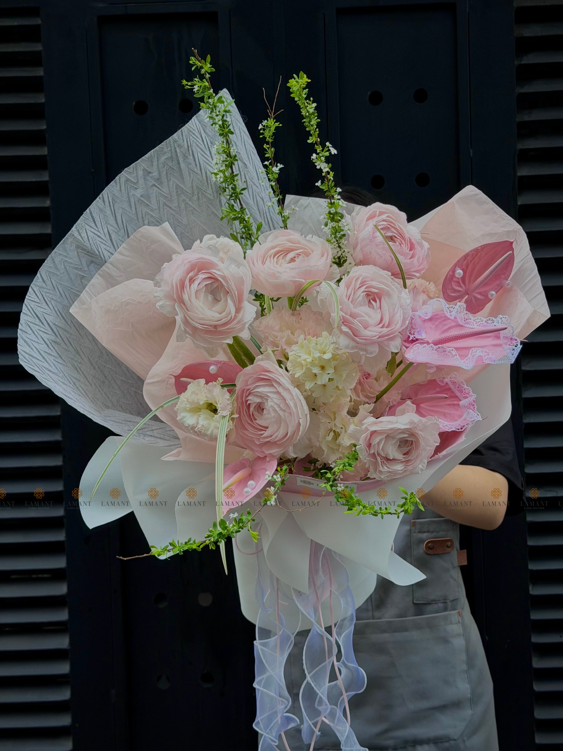 Bó hoa Mao lương mix hồng nhạt A0409 - Hình ảnh 8