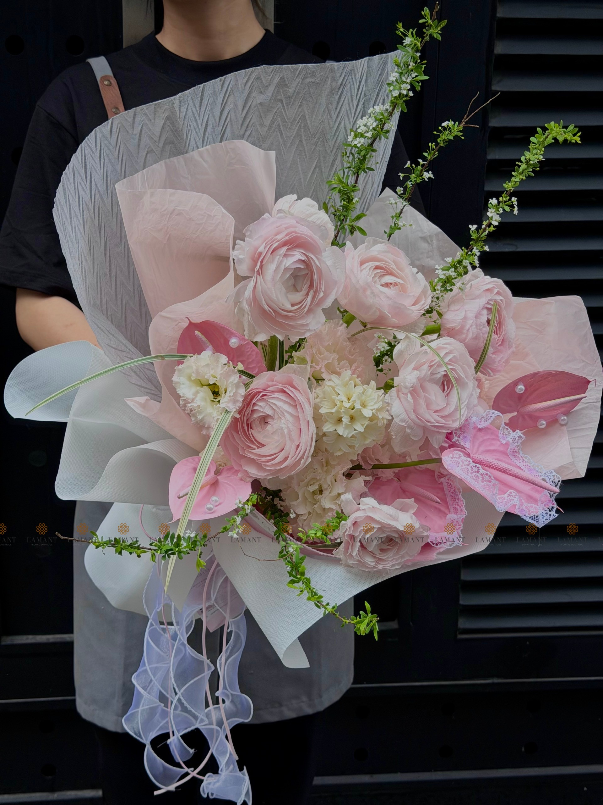 Bó hoa Mao lương mix hồng nhạt A0409 - Hình ảnh 3