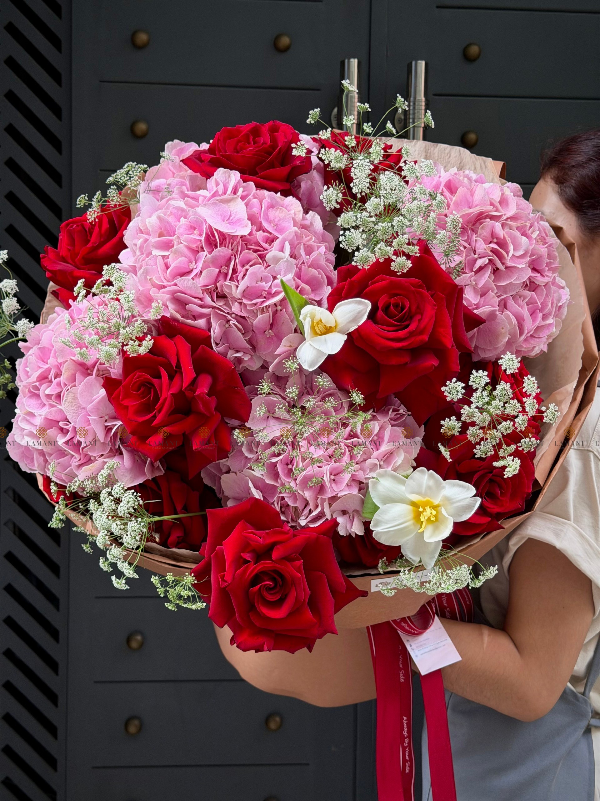 Bó hoa Hồng đỏ nhập khẩu Ecuador, Tulip và Tú cầu Trung Quốc A0440 - Hình ảnh 9