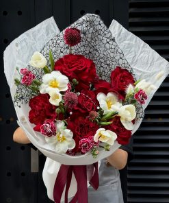Bó hoa Khập Khẩu Hồng Ecuador và Tulip A0447