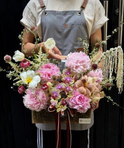 Hộp Hoa Vali hoa mẫu đơn H0008