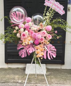 KỆ HOA KHAI TRƯƠNG NHẬP KHẨU TONE HỒNG H0033