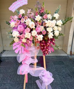 KỆ HOA CHÚC MỪNG TONE HỒNG H0035