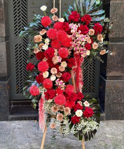 KỆ HOA CHÚC MỪNG TONE ĐỎ H0037