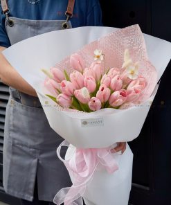 Bó hoa 20 cành Tulip hồng đào A0467