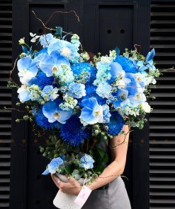 CHẬU HOA CHÚC MỪNG TONE XANH DƯƠNG L0075