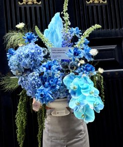 CHẬU HOA CHÚC MỪNG TONE XANH DƯƠNG L0078