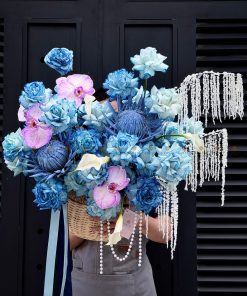 LẴNG HOA CHÚC MỪNG THẢO ĐƯỜNG HOÀNG ĐẾ TONE XANH DƯƠNG L0080