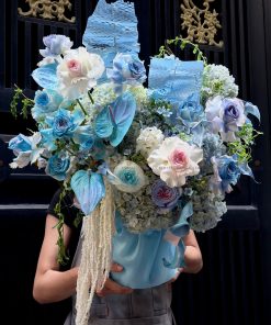 LẴNG HOA CHÚC MỪNG TONE XANH DƯƠNG L0086