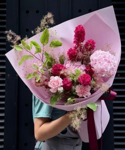 Bó hoa dạ lan hương và Tú cầu hồng nhạt A0481