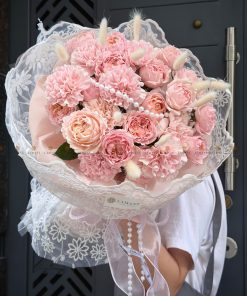 Bó hoa Mix tone hồng cam A0486