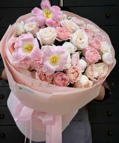 Bó hoa Tulip mix hồng các loại tone hồng A0493