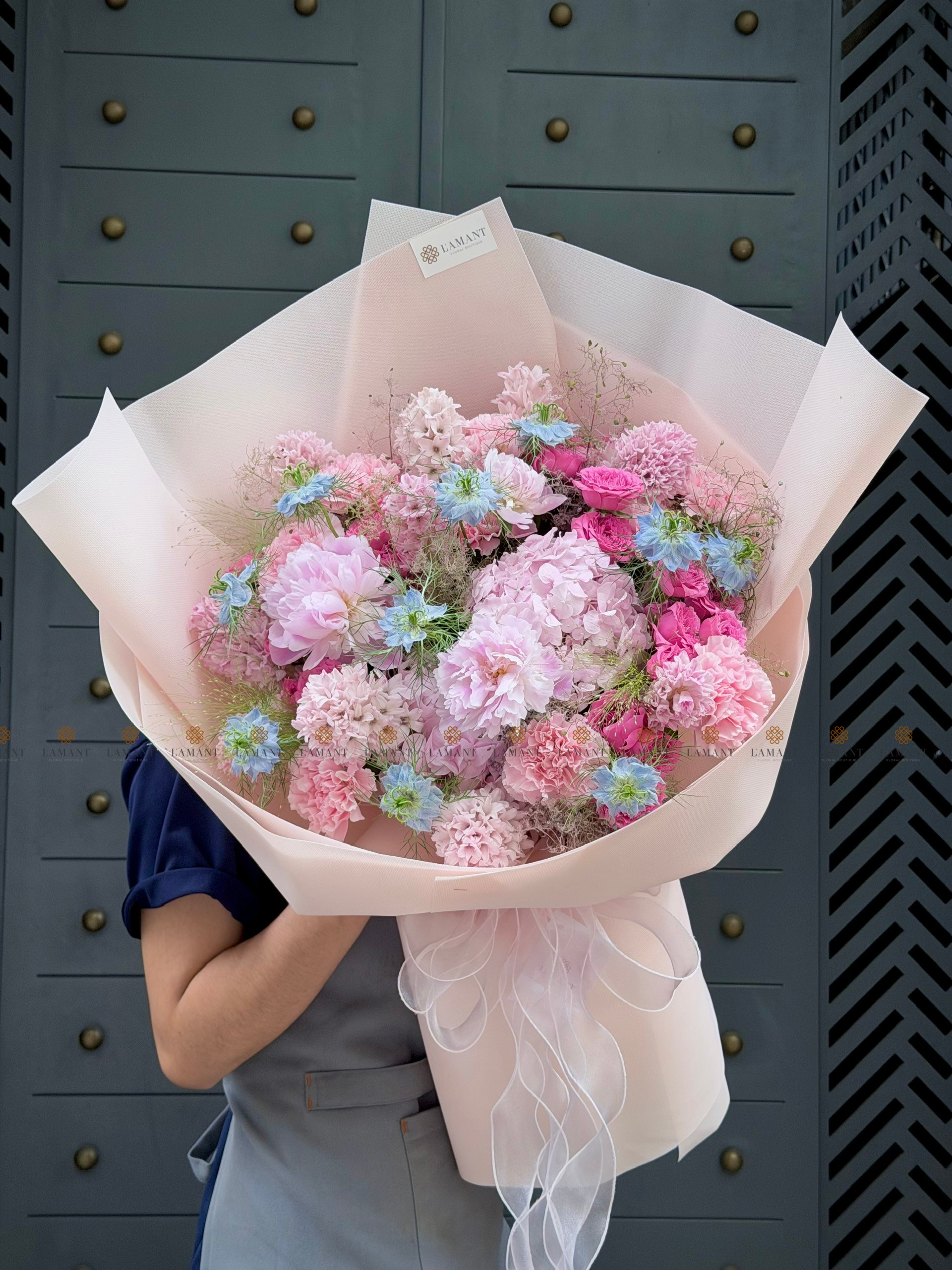 Bó hoa Tú cầu mix dạ lan hương và hoa phụ A0495 - Hình ảnh 8