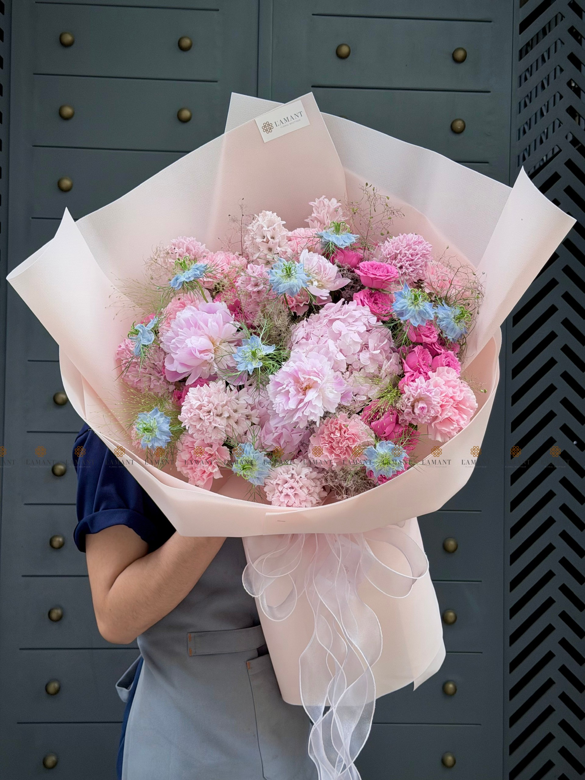 Bó hoa Tú cầu mix dạ lan hương và hoa phụ A0495 - Hình ảnh 7