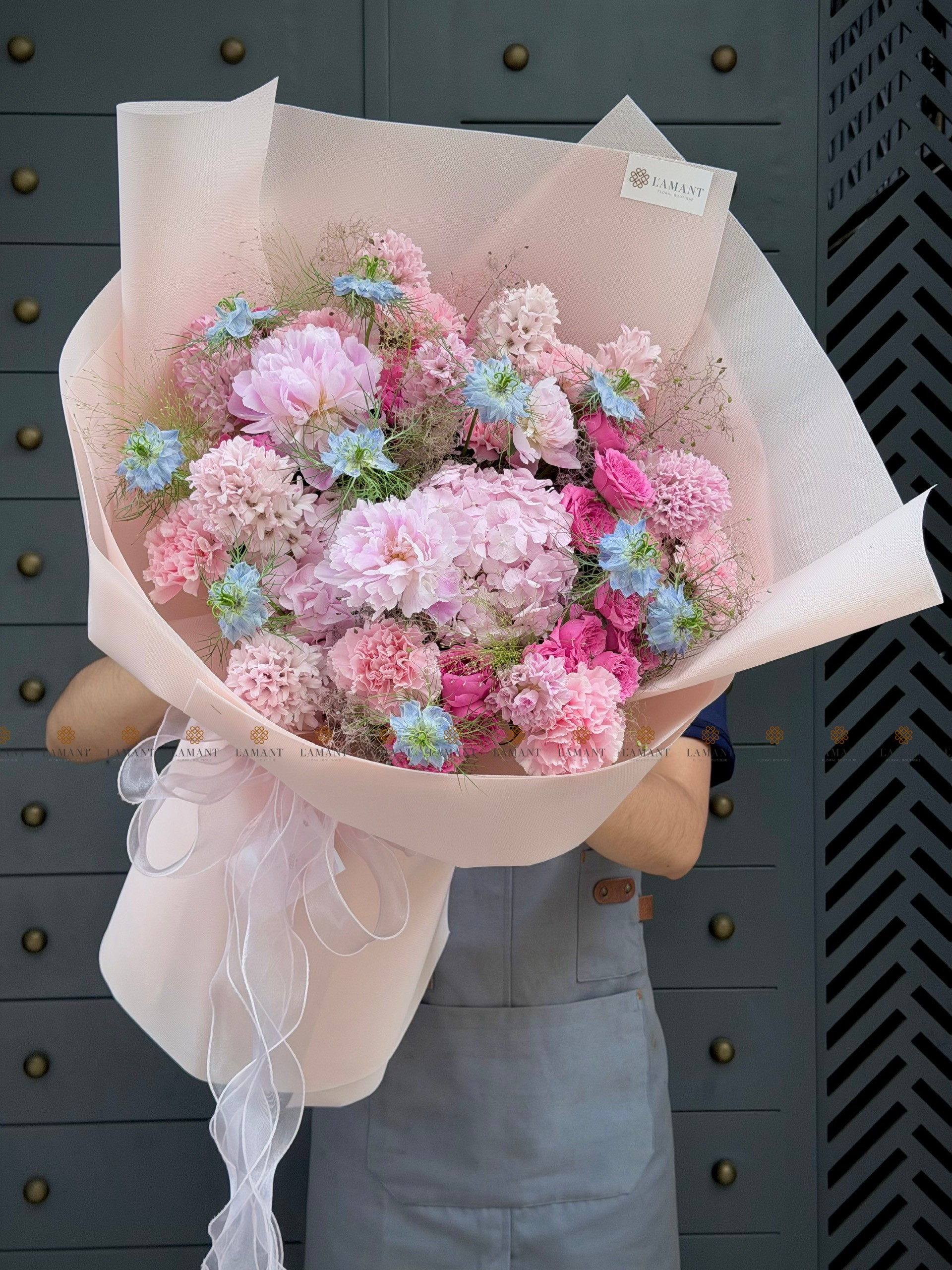 Bó hoa Tú cầu mix dạ lan hương và hoa phụ A0495 - Hình ảnh 6