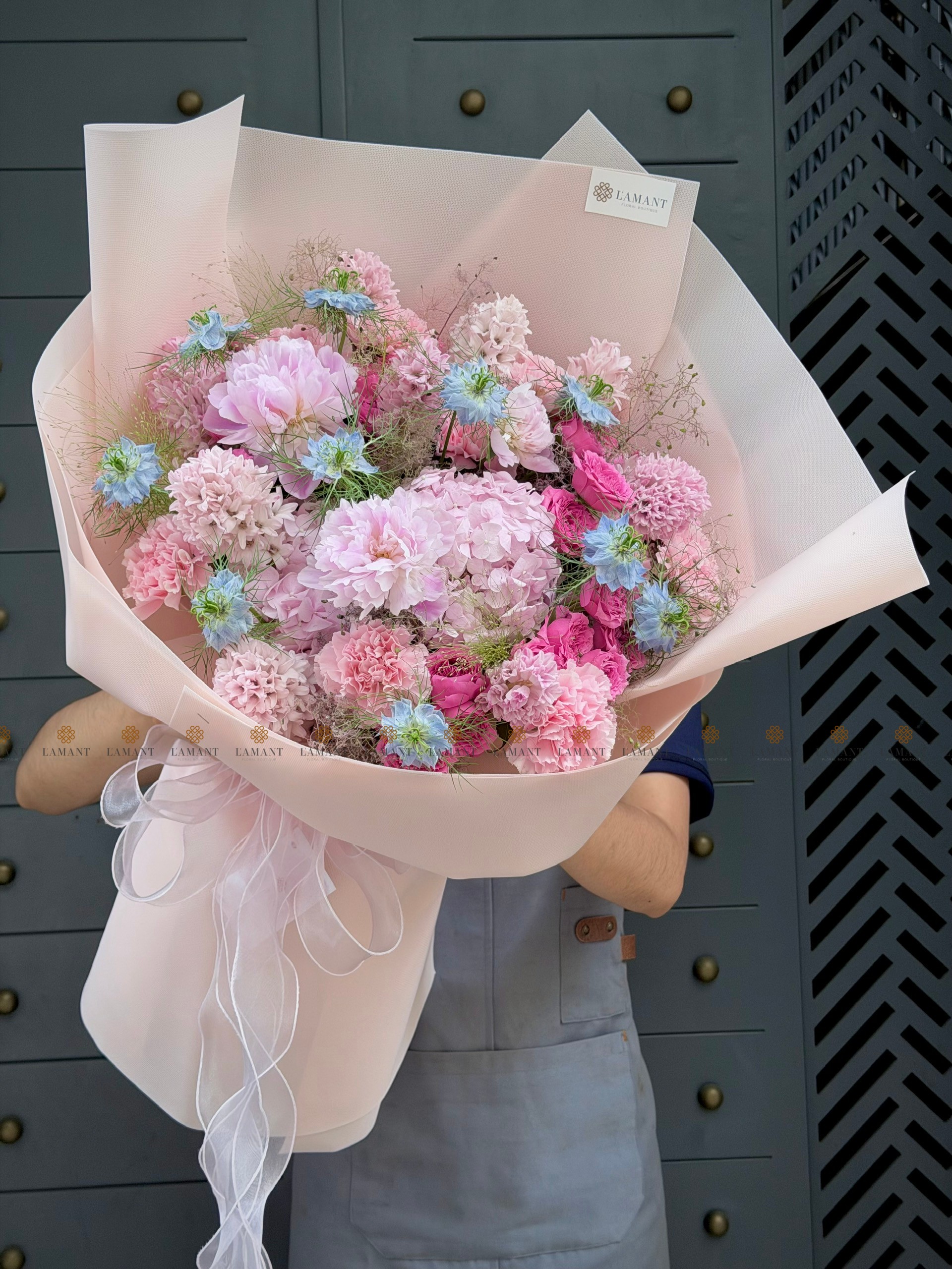 Bó hoa Tú cầu mix dạ lan hương và hoa phụ A0495 - Hình ảnh 4