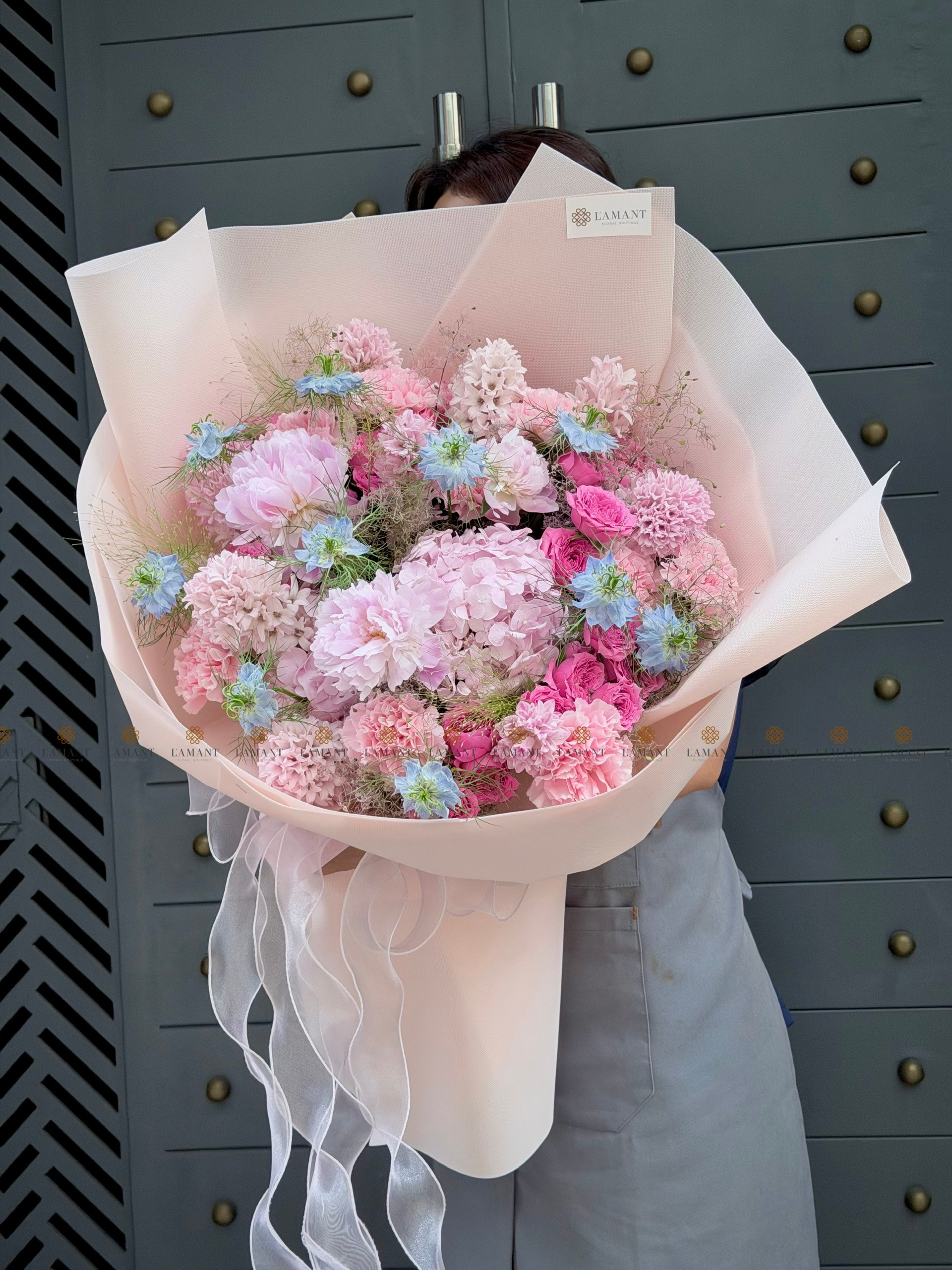 Bó hoa Tú cầu mix dạ lan hương và hoa phụ A0495 - Hình ảnh 3