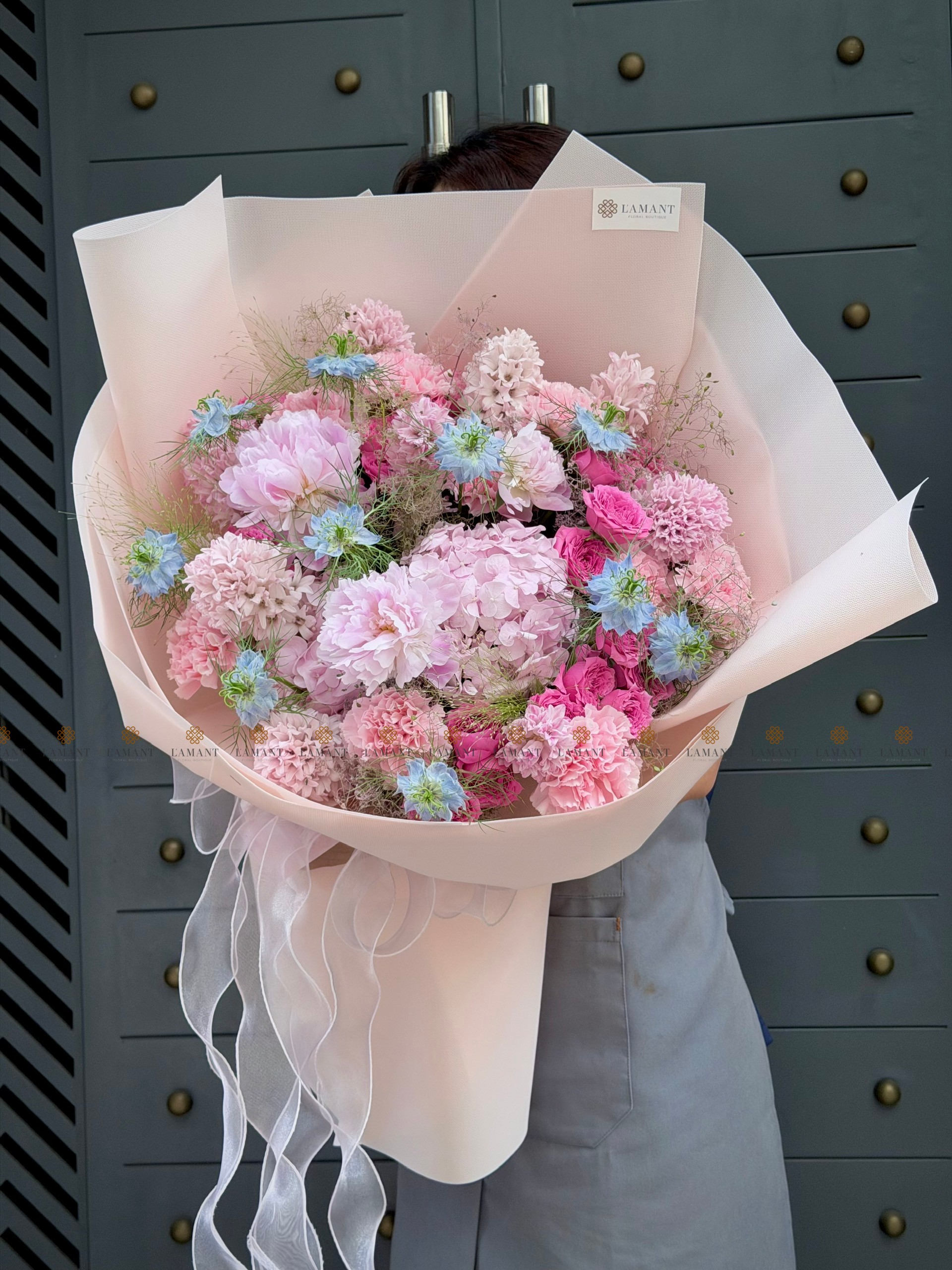 Bó hoa Tú cầu mix dạ lan hương và hoa phụ A0495 - Hình ảnh 2
