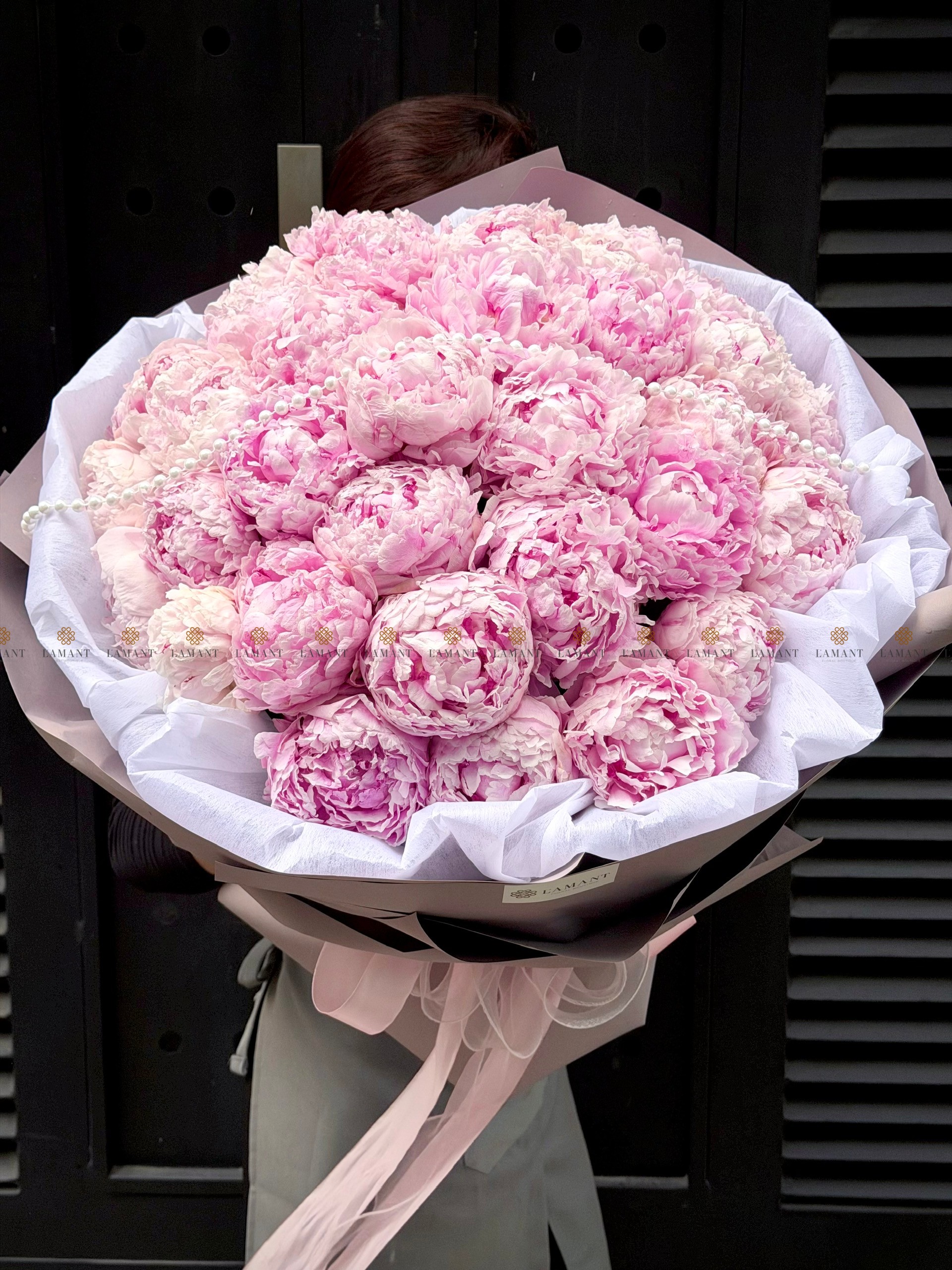 Bó hoa 40 cành Peony Sarah hồng A0522 - Hình ảnh 8