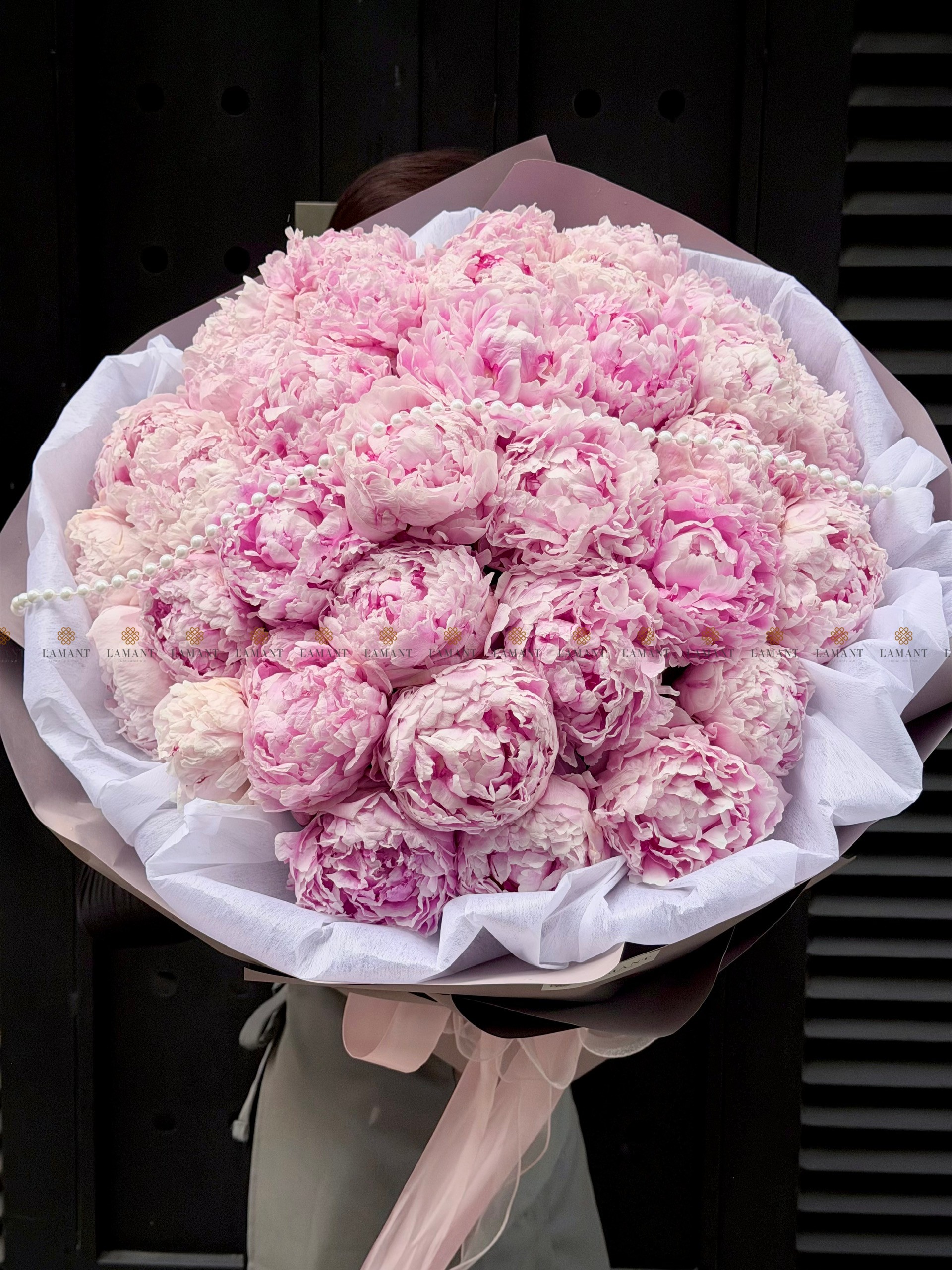 Bó hoa 40 cành Peony Sarah hồng A0522