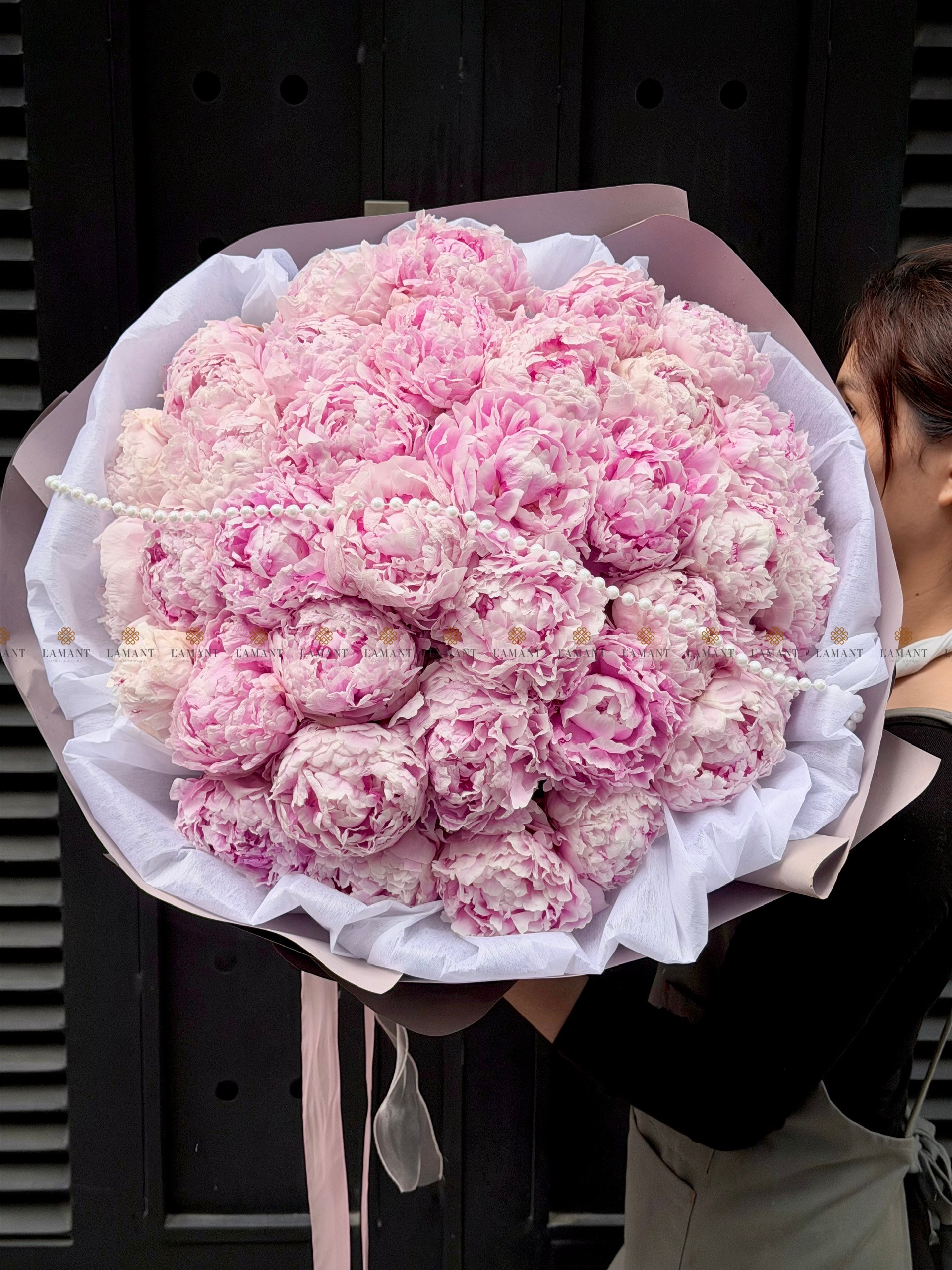 Bó hoa 40 cành Peony Sarah hồng A0522 - Hình ảnh 5