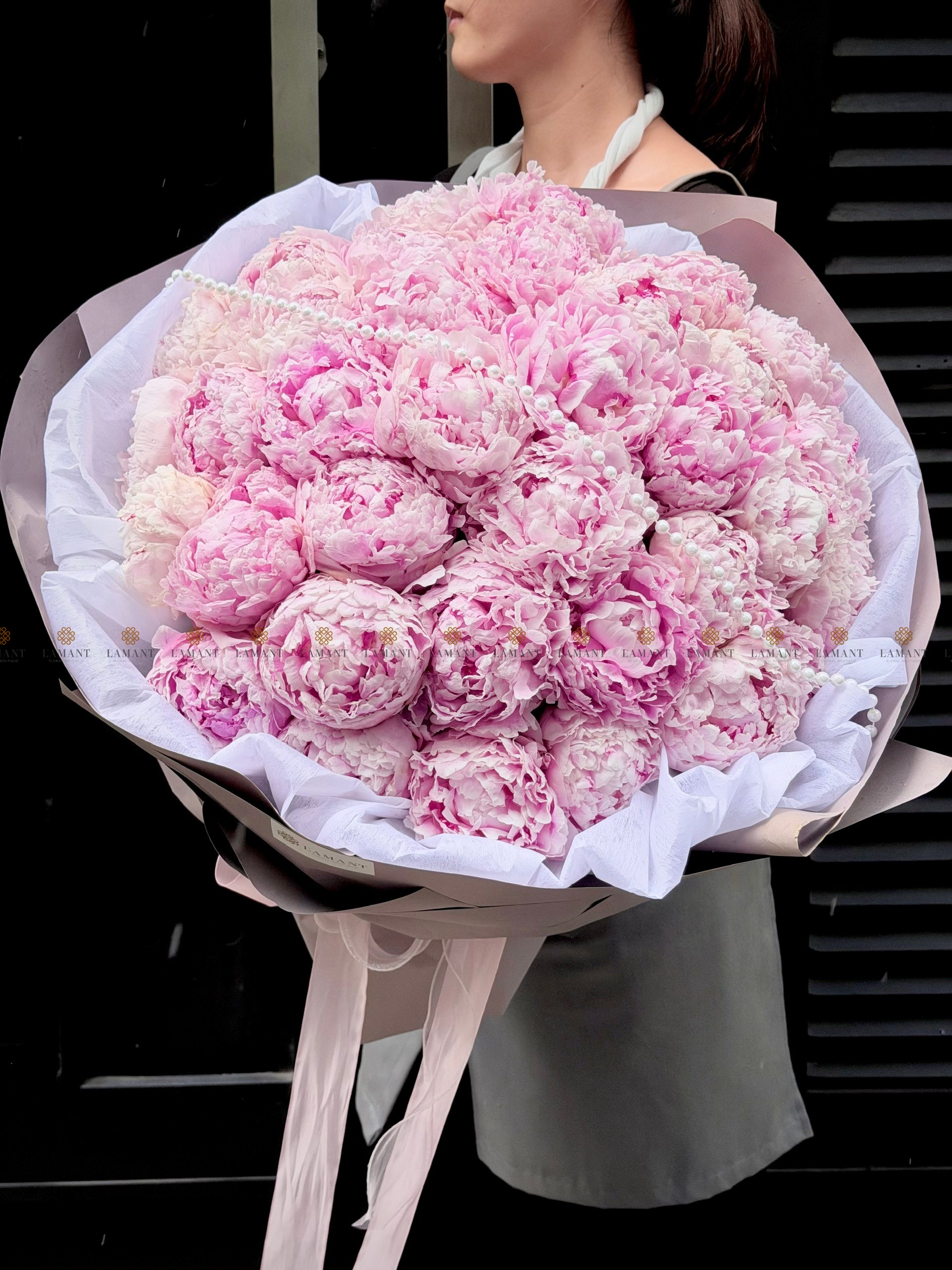 Bó hoa 40 cành Peony Sarah hồng A0522 - Hình ảnh 9