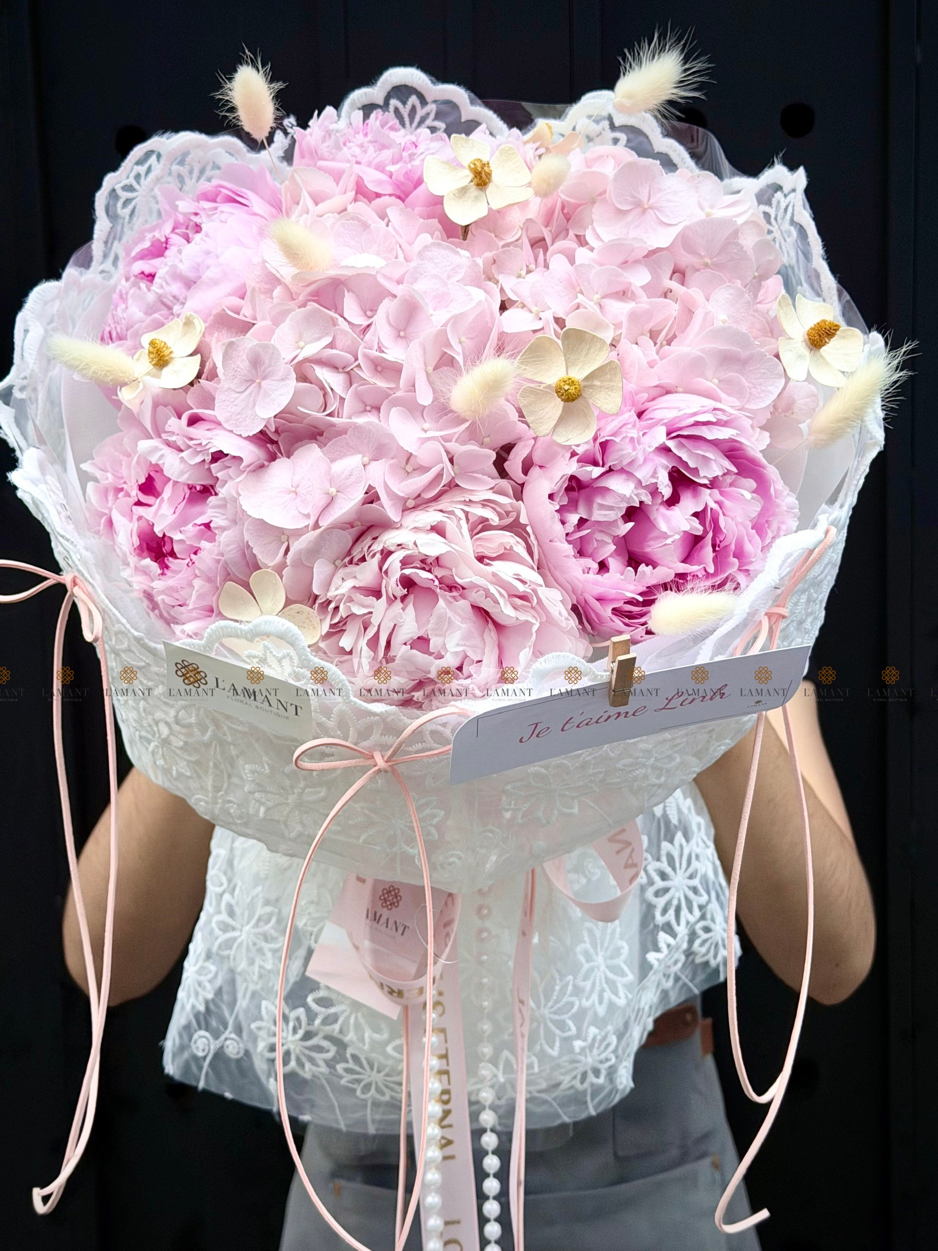 Bó hoa Peony Sarah hồng mix Tú cầu A0524 - Hình ảnh 8