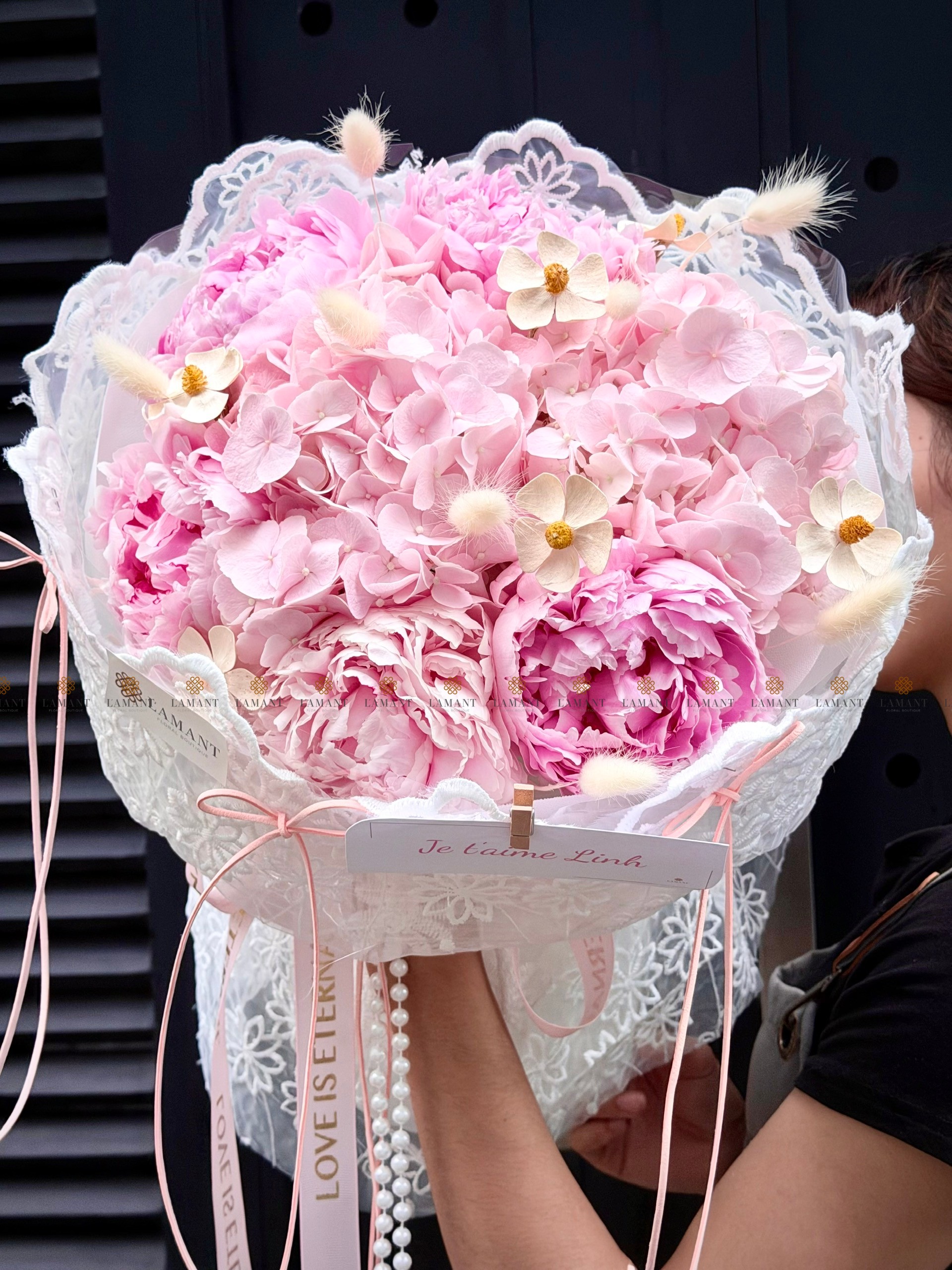Bó hoa Peony Sarah hồng mix Tú cầu A0524 - Hình ảnh 6