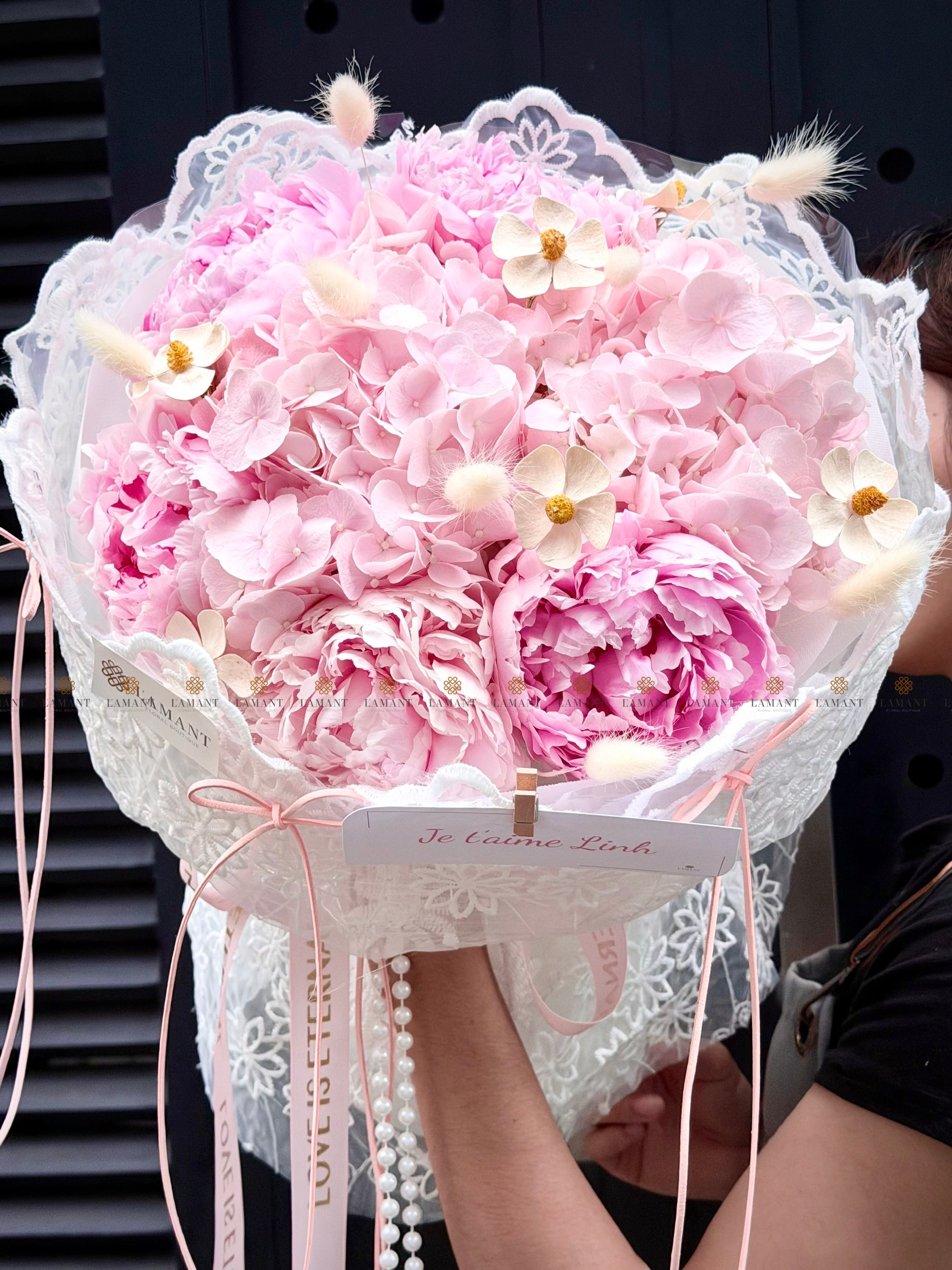 Bó hoa Peony Sarah hồng mix Tú cầu A0524 - Hình ảnh 5