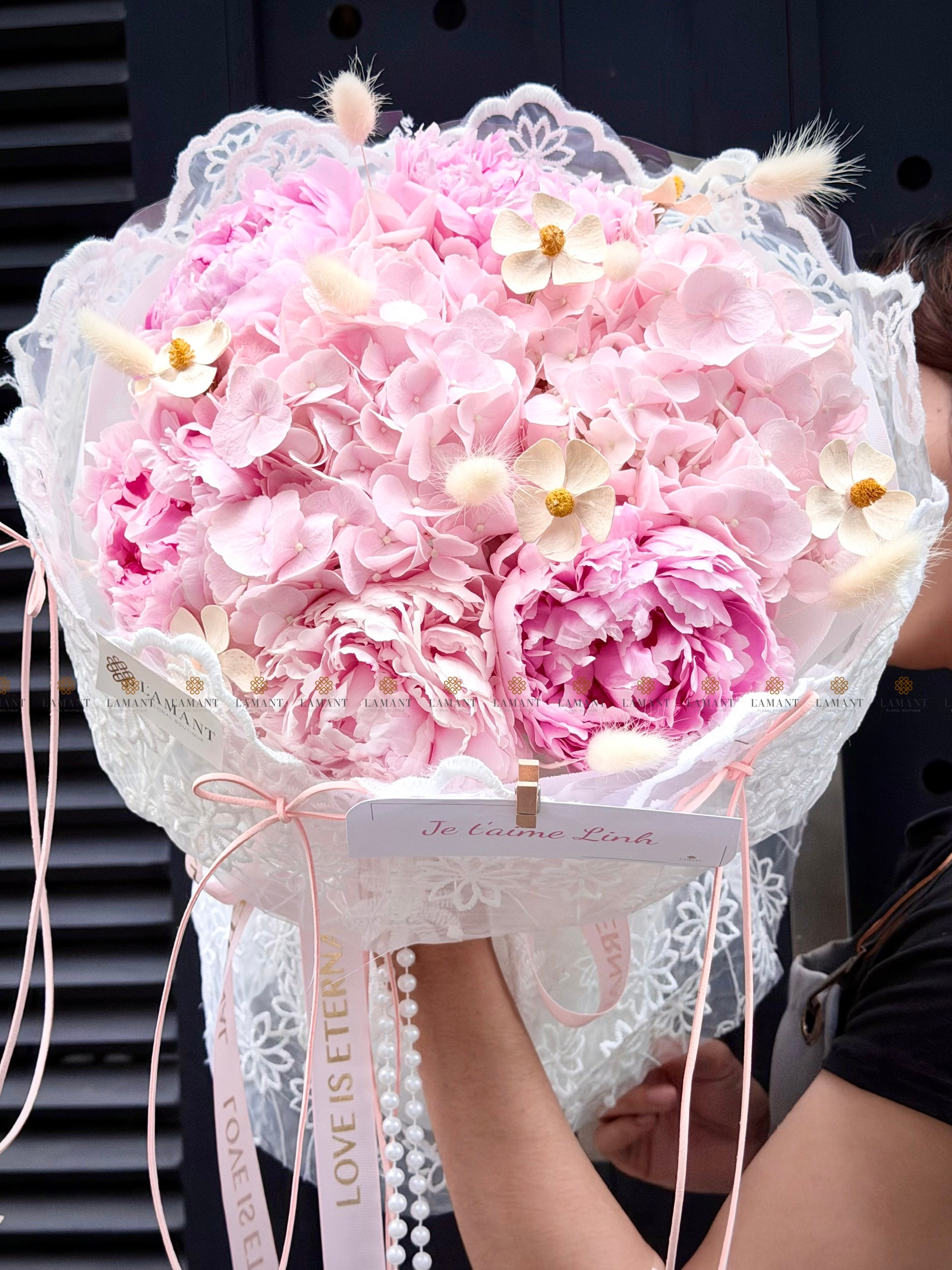 Bó hoa Peony Sarah hồng mix Tú cầu A0524 - Hình ảnh 4