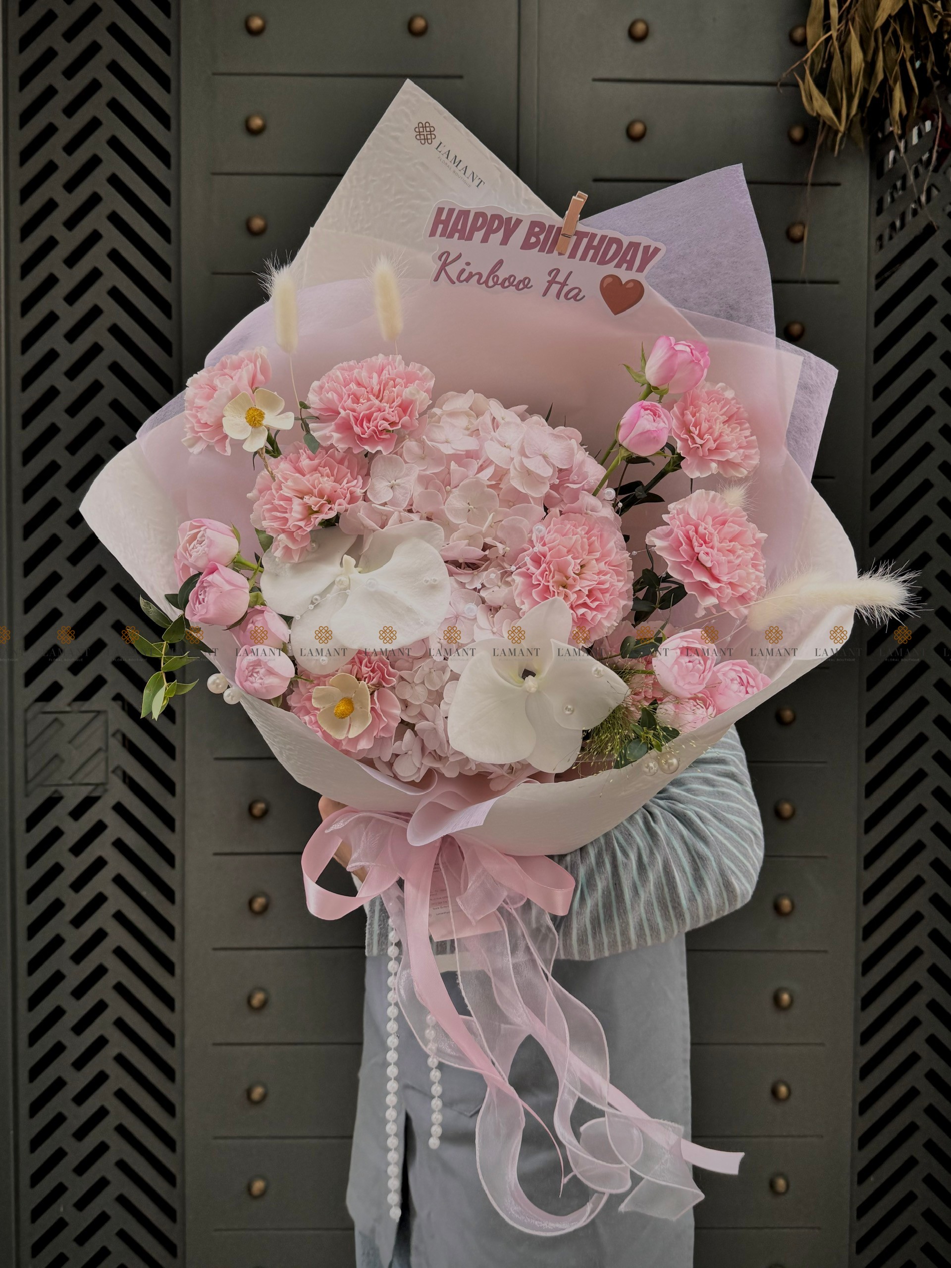 Bó hoa Tú cầu mix phăng và hoa phụ A0583 - Hình ảnh 3