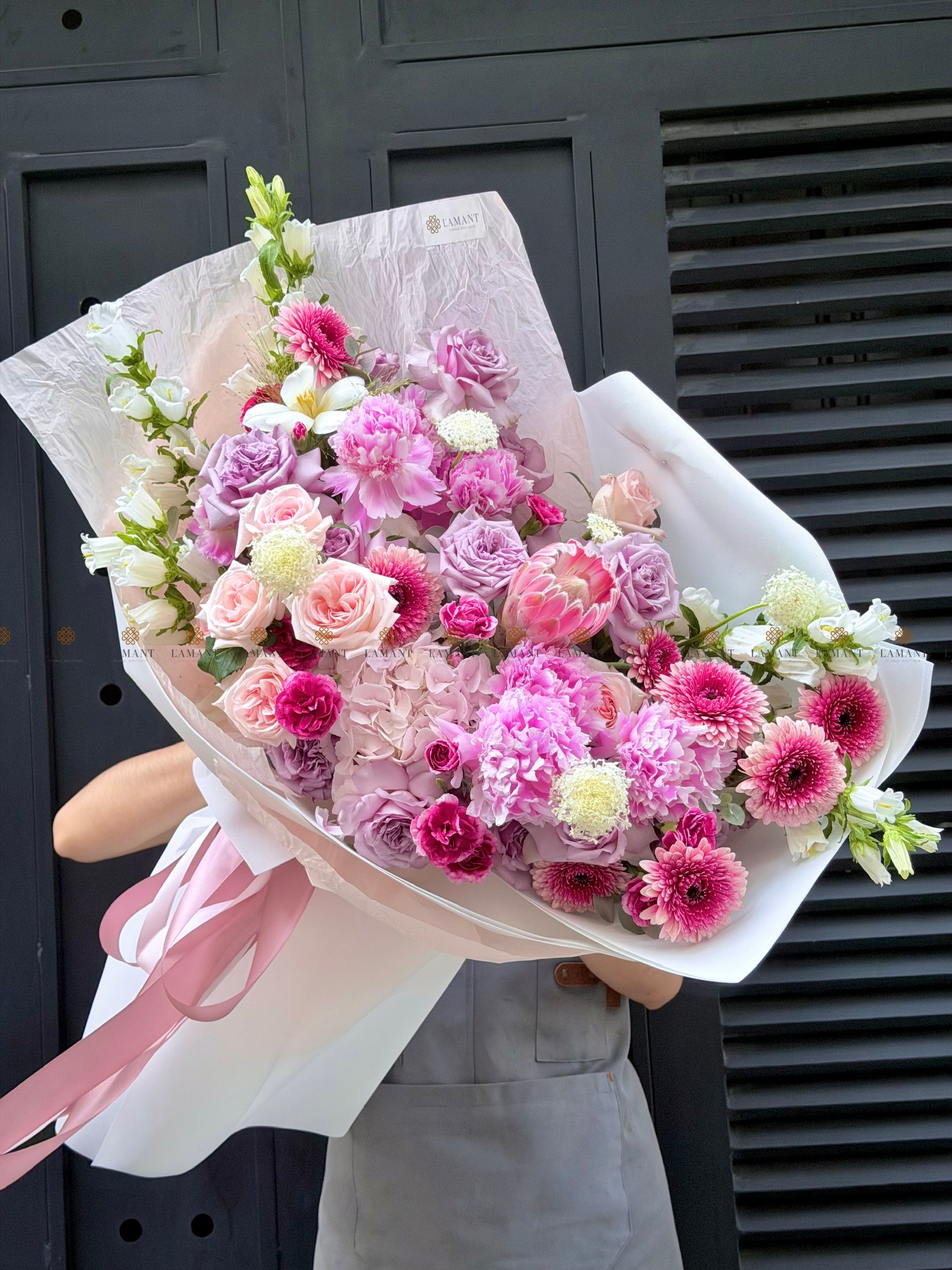 Bó hoa Peony mix Tú cầu và hoa hồng A0529 - Hình ảnh 7