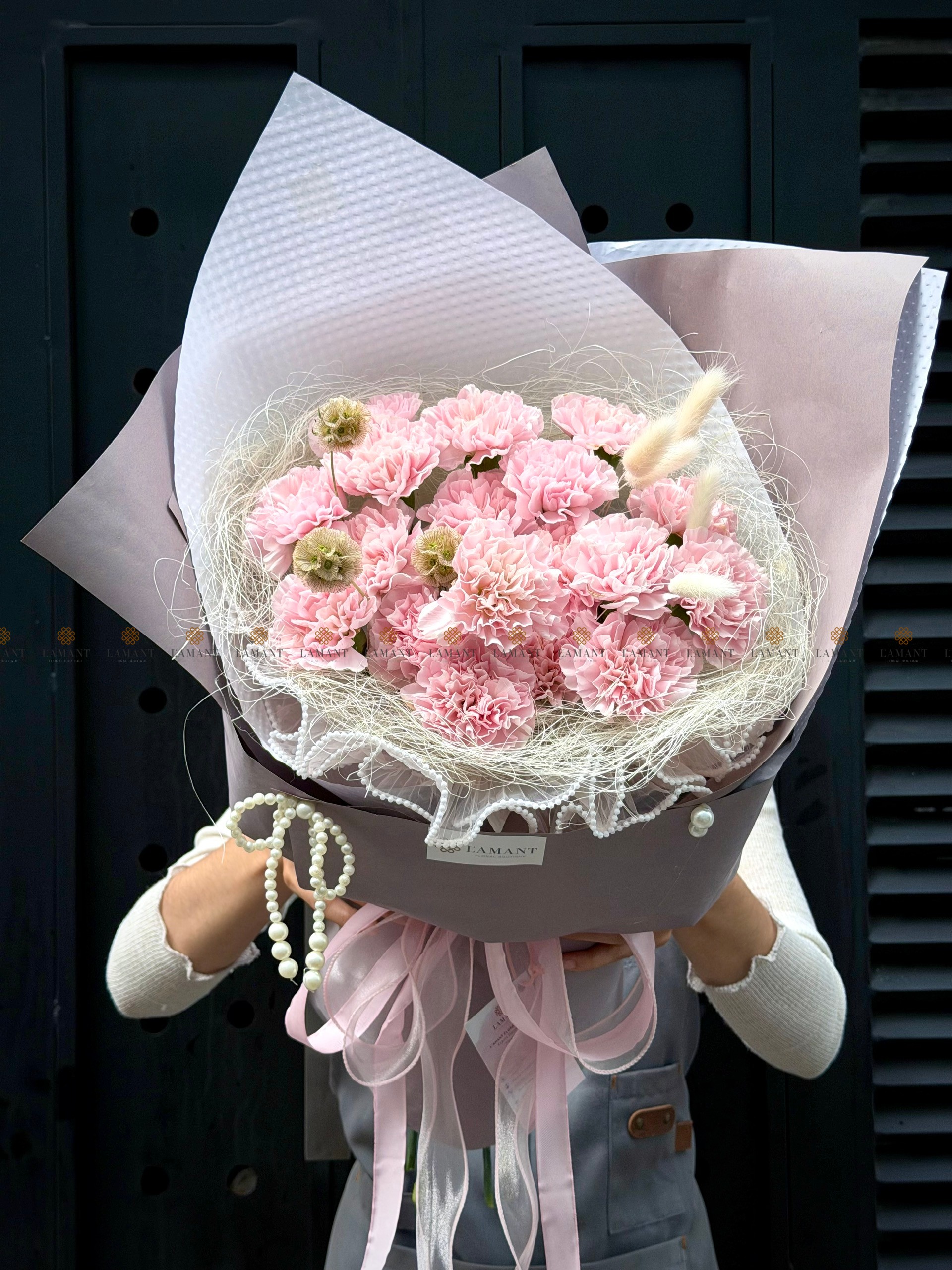 Bó hoa phăng nhạt mix hoa lá phụ A0538 - Hình ảnh 6