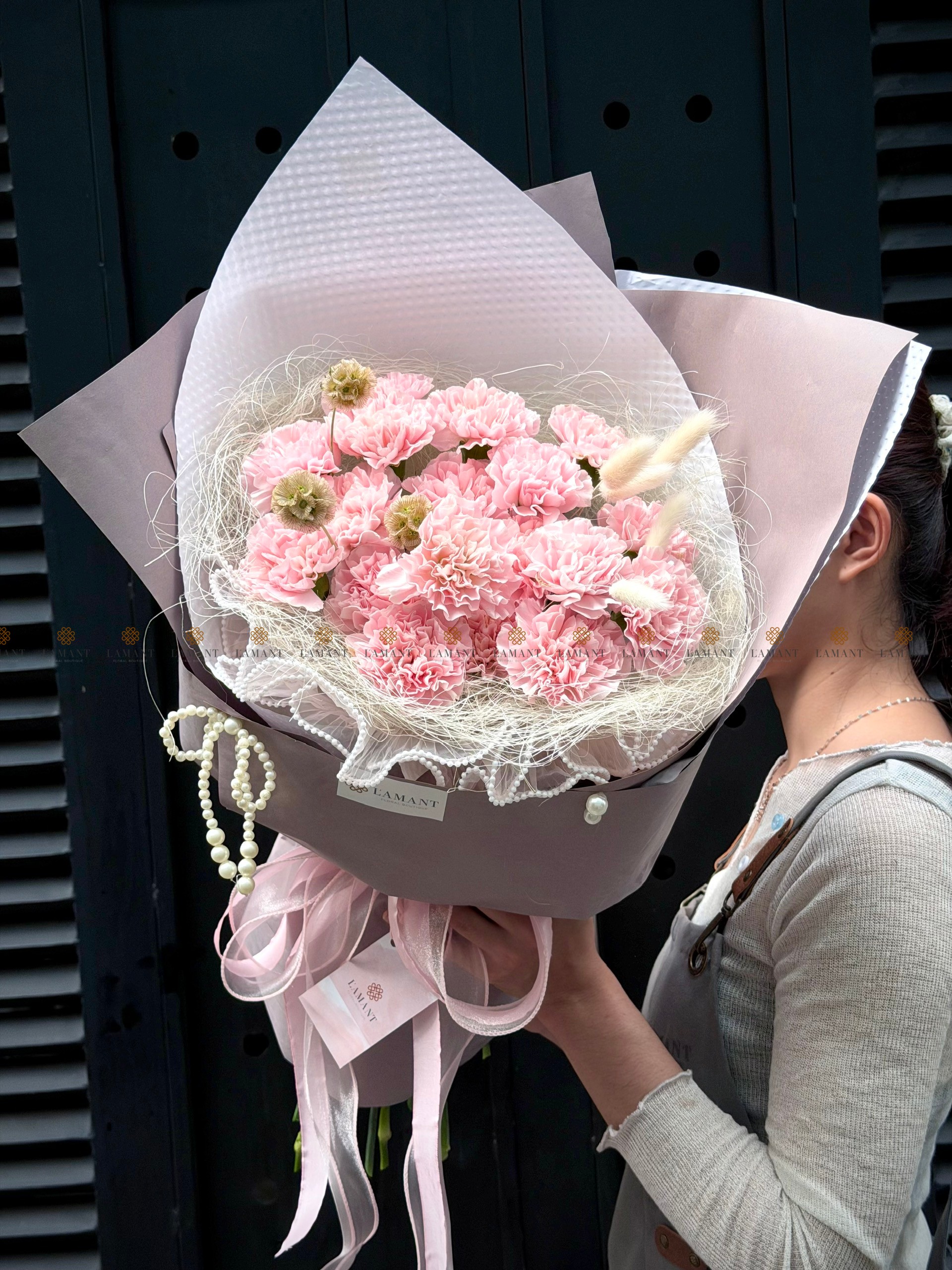 Bó hoa phăng nhạt mix hoa lá phụ A0538 - Hình ảnh 3