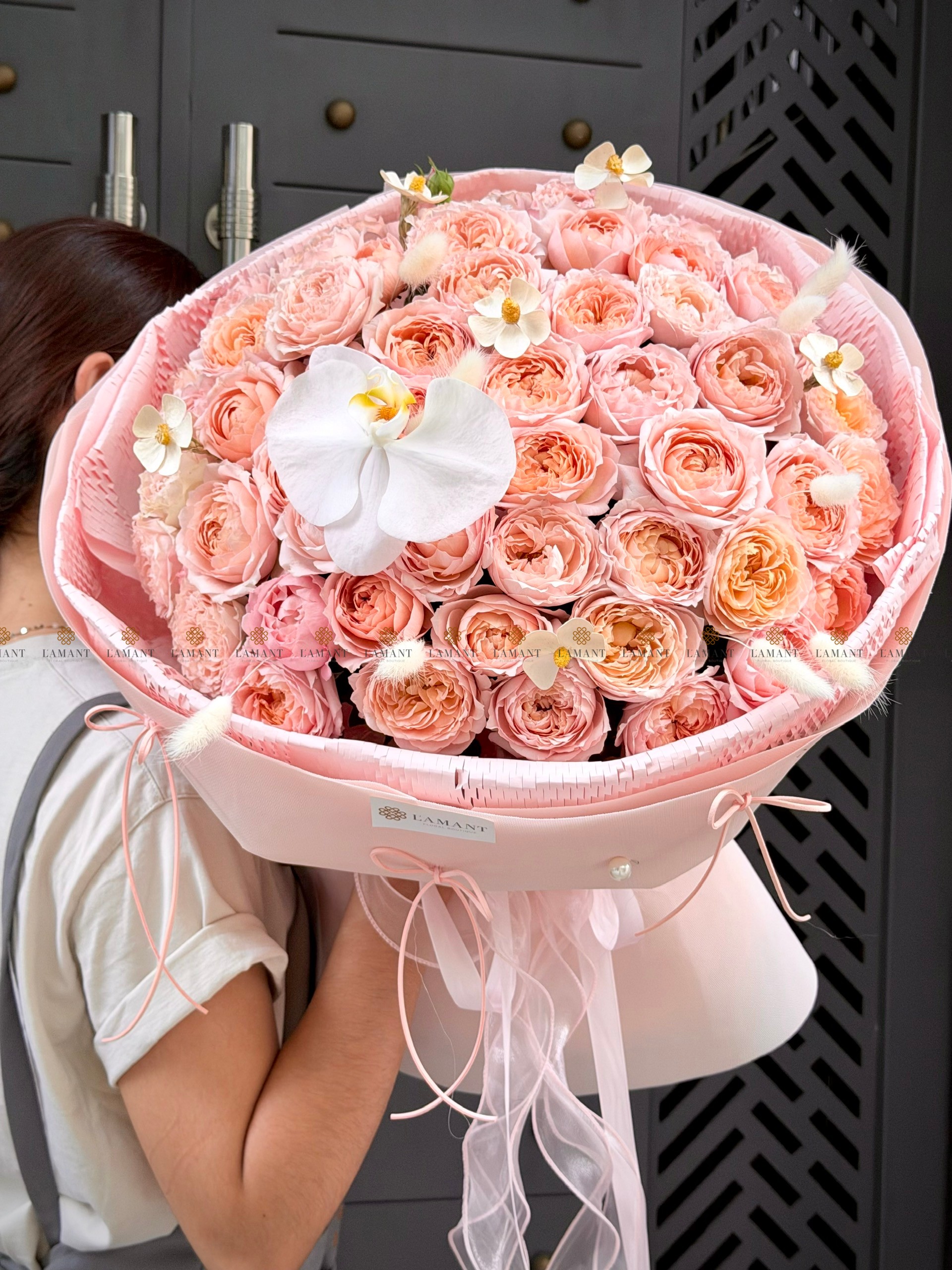 Bó hoa Hồng Julibee Hồng ánh cam A0549 - Hình ảnh 2