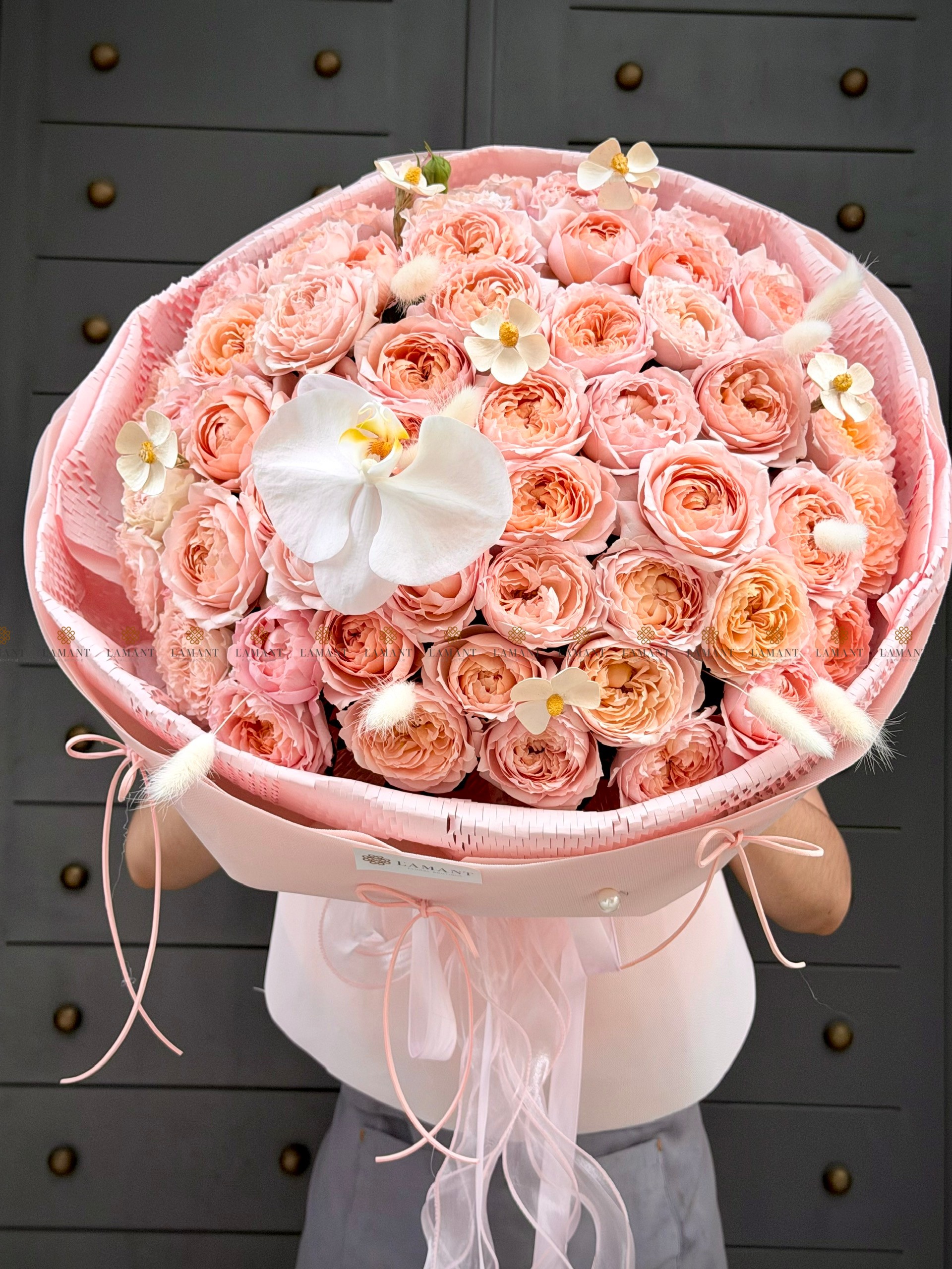 Bó hoa Hồng Julibee Hồng ánh cam A0549