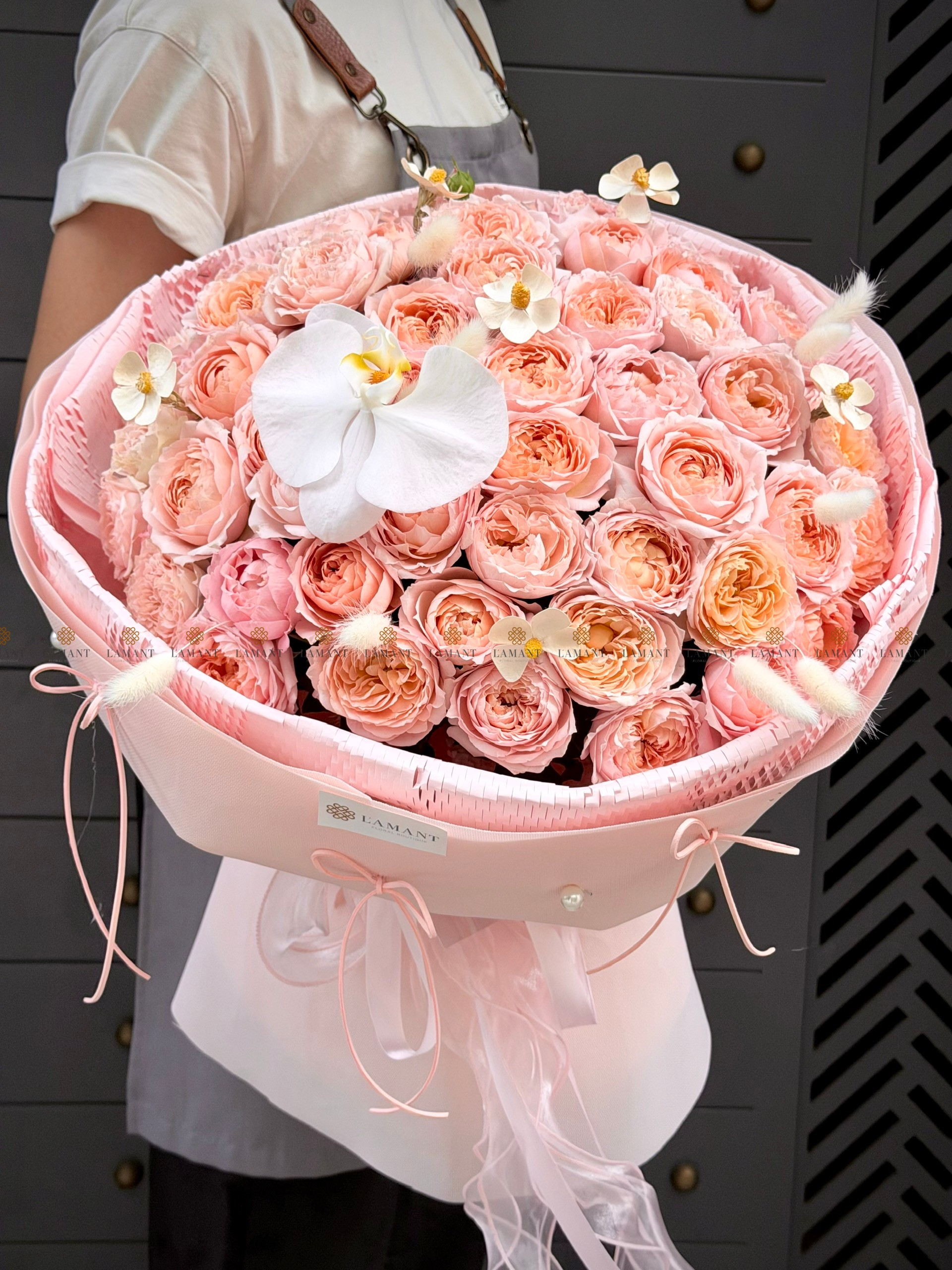 Bó hoa Hồng Julibee Hồng ánh cam A0549 - Hình ảnh 5
