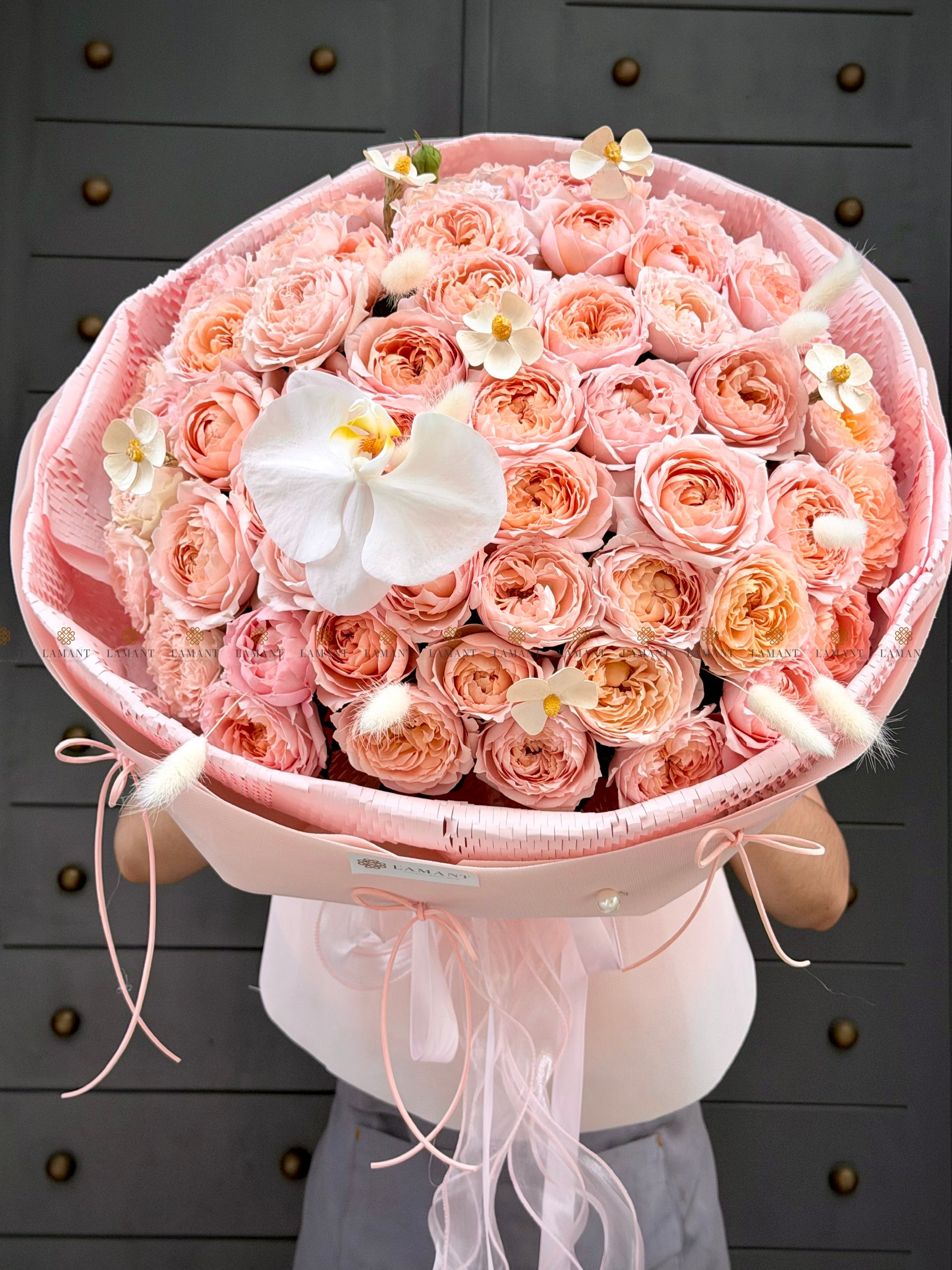 Bó hoa Hồng Julibee Hồng ánh cam A0549 - Hình ảnh 4