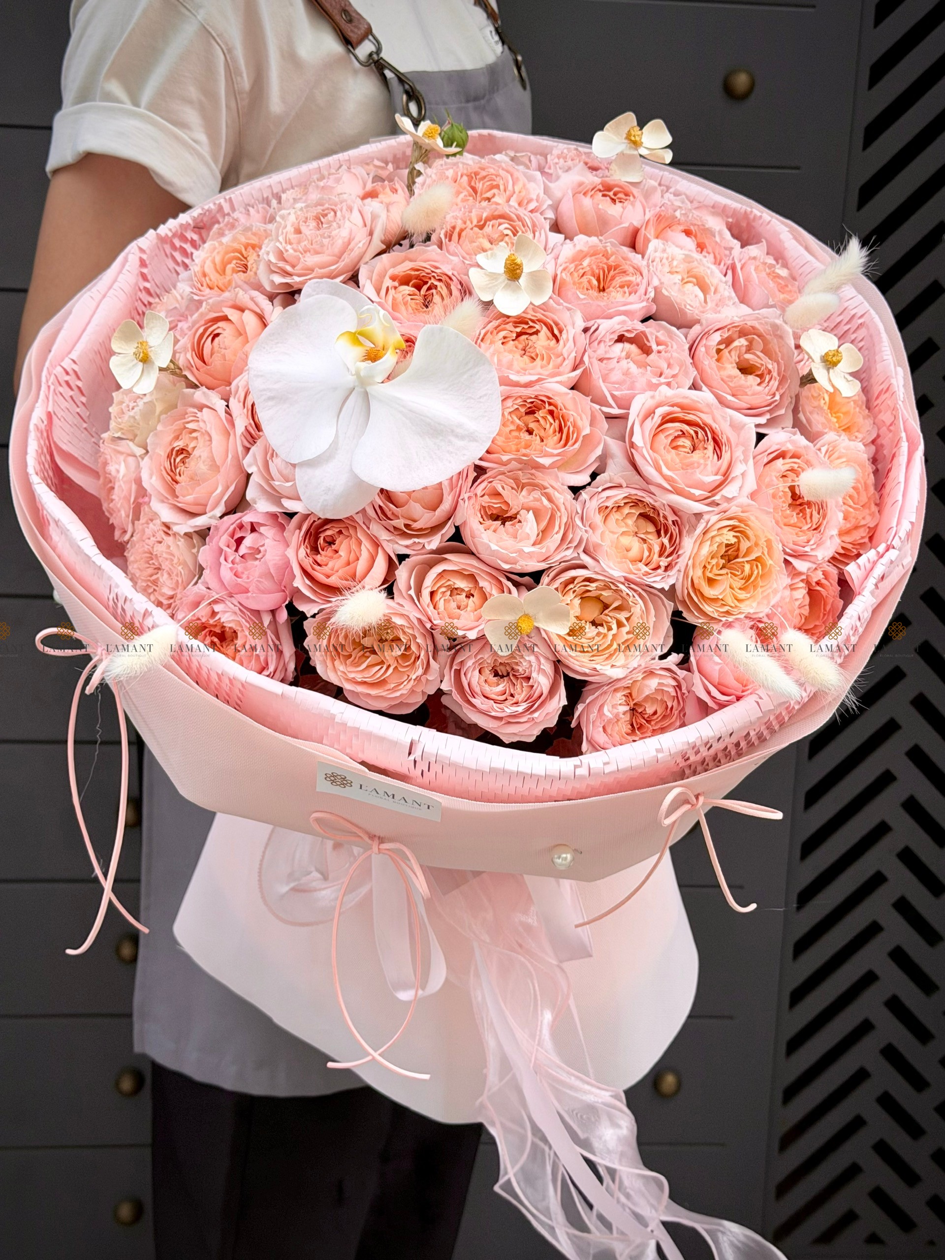 Bó hoa Hồng Julibee Hồng ánh cam A0549 - Hình ảnh 3