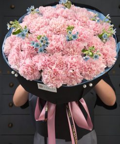 Bó hoa 40 cành Phăng hồng Nhạt Trung Quốc mix ngôi sao xanh A0545