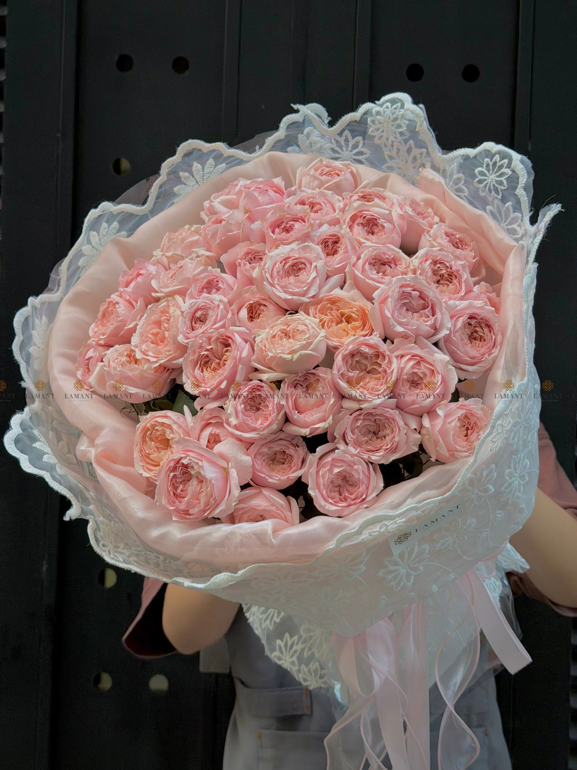 Bó hoa Hồng Julibee Hồng ánh cam A0551 - Hình ảnh 5