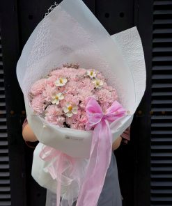 Bó hoa 20 cành Phăng hồng Nhạt Trung Quốc mix hoa bướm gỗ A0548